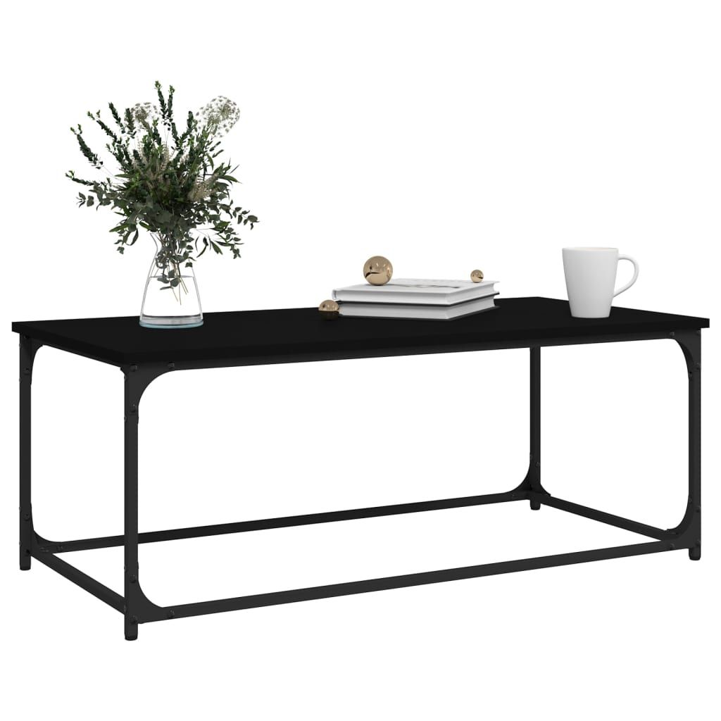 Coffee Table Black 102x50x40 cm Engineered Wood and Iron