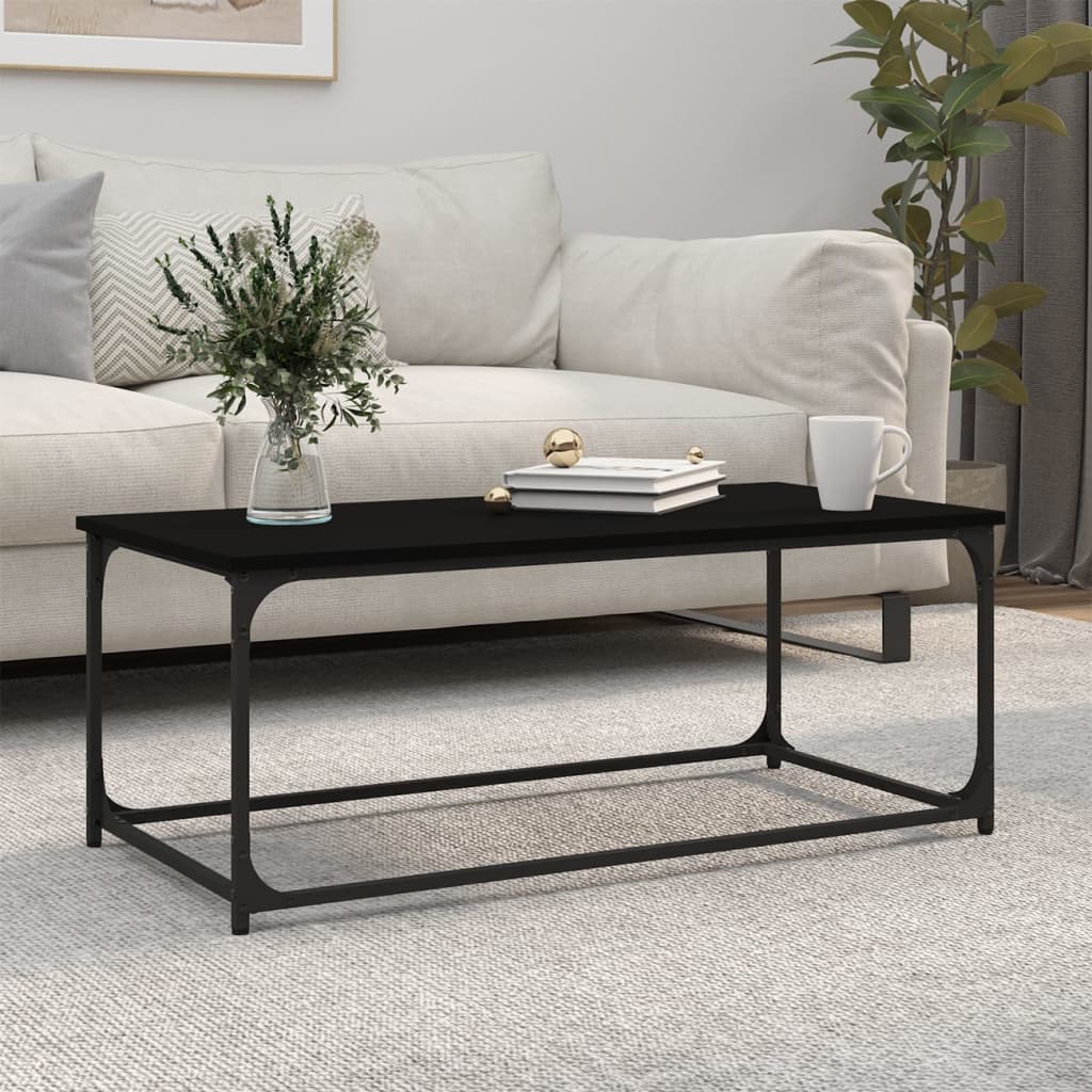 Coffee Table Black 102x50x40 cm Engineered Wood and Iron