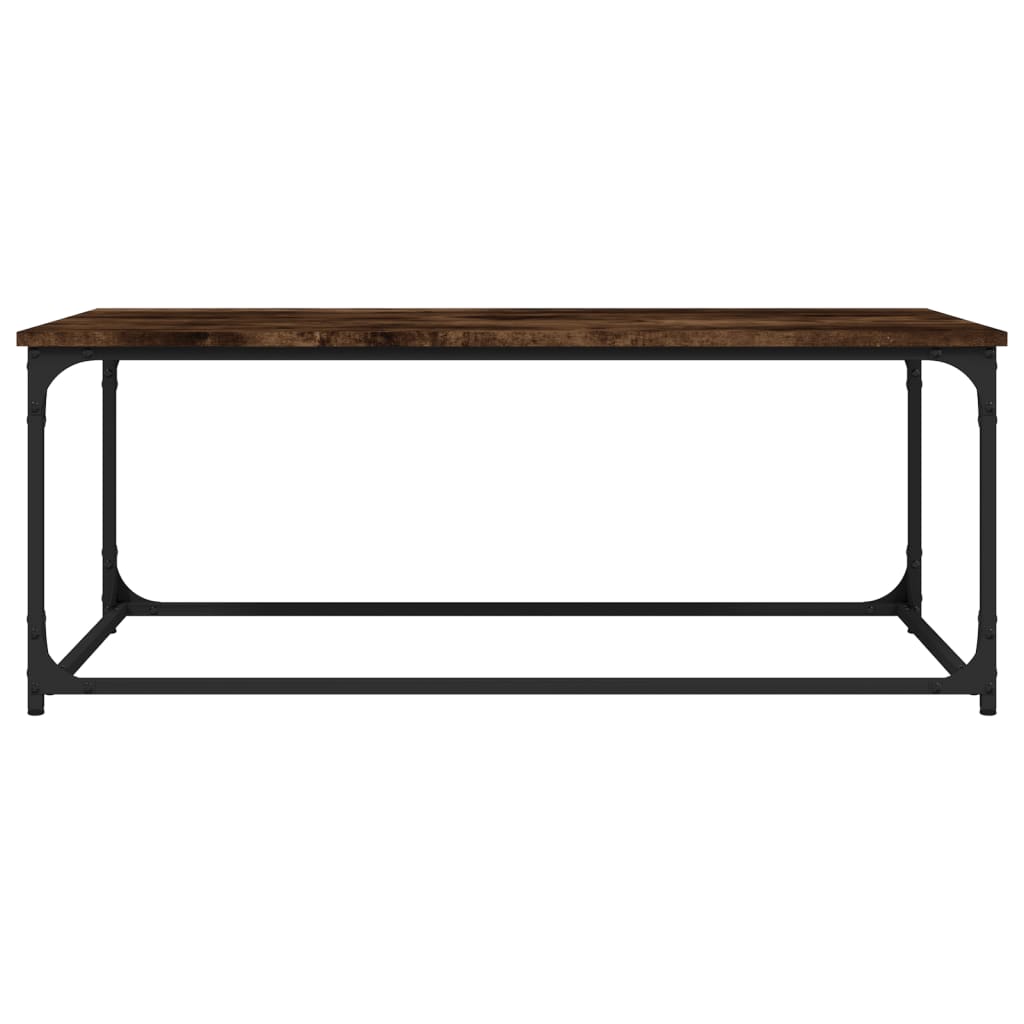 Coffee Table Smoked Oak 102x50x40 cm Engineered Wood and Iron