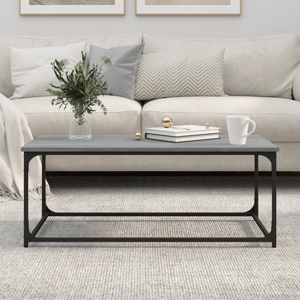 Coffee Table Grey Sonoma 102x50x40 cm Engineered Wood and Iron