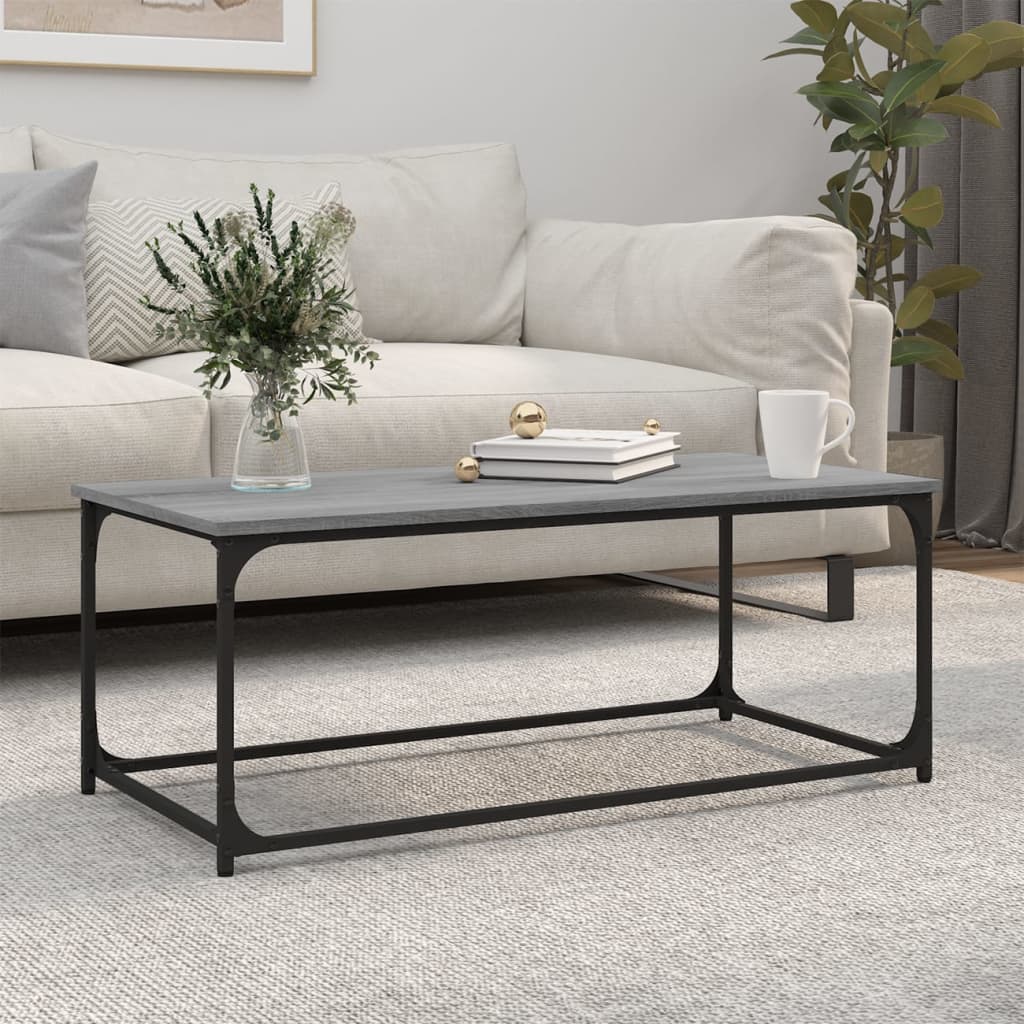 Coffee Table Grey Sonoma 102x50x40 cm Engineered Wood and Iron