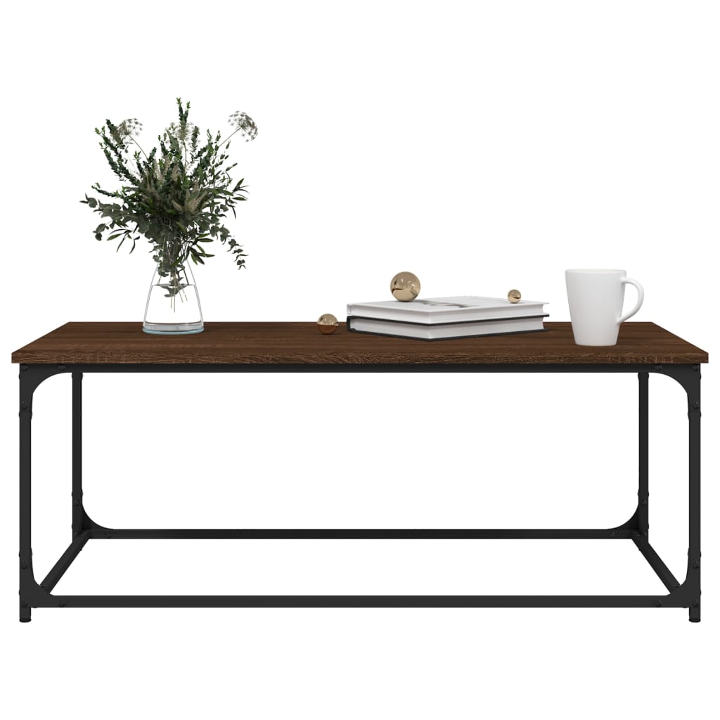 Coffee Table Brown Oak 102x50x40 cm Engineered Wood and Iron