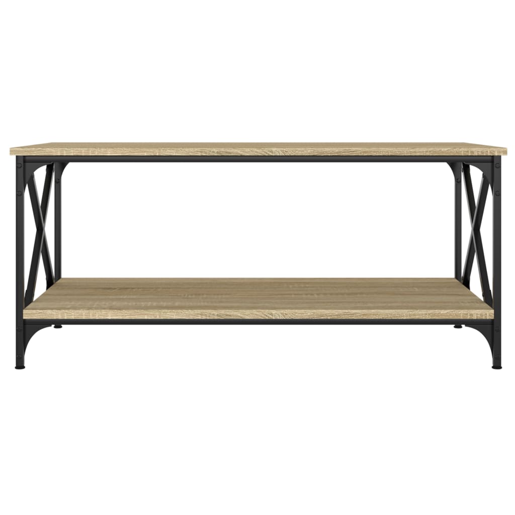 Coffee Table Sonoma Oak 100x50x45 cm Engineered Wood and Iron