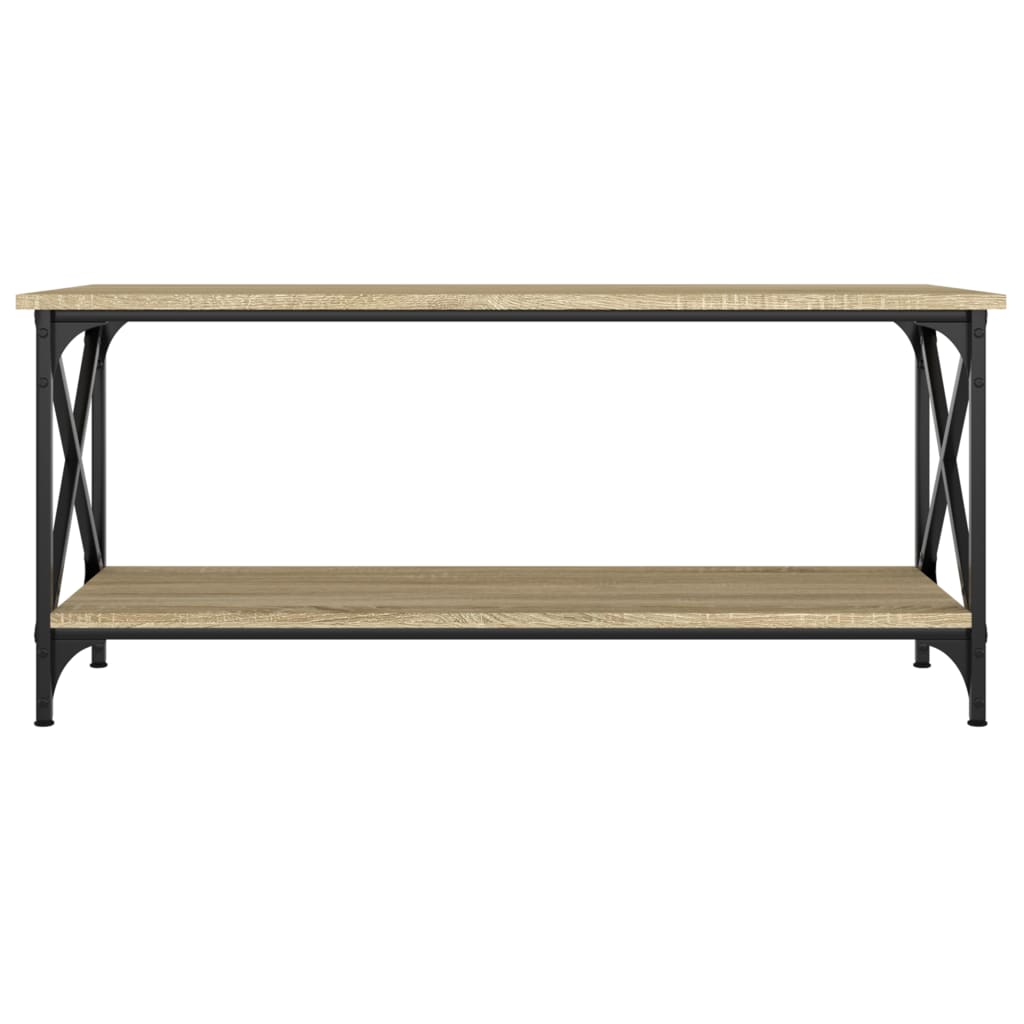 Coffee Table Sonoma Oak 100x45x45 cm Engineered Wood and Iron