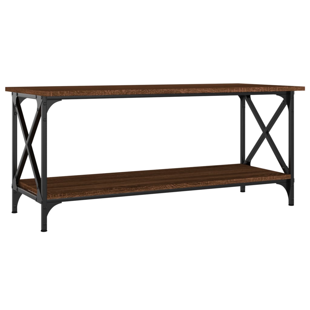 Coffee Table Brown Oak 100x45x45 cm Engineered Wood and Iron