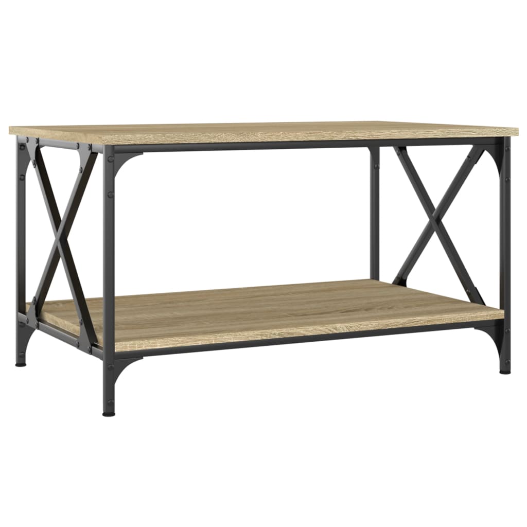 Coffee Table Sonoma Oak 80x50x45 cm Engineered Wood and Iron