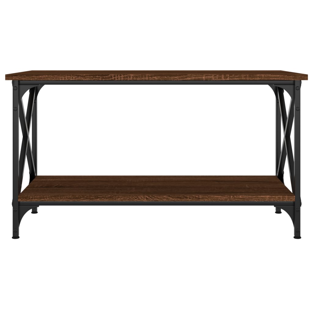 Coffee Table Brown Oak 80x45x45 cm Engineered Wood and Iron