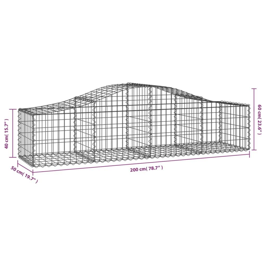 Arched Gabion Baskets 6 pcs 200x50x40/60 cm Galvanised Iron