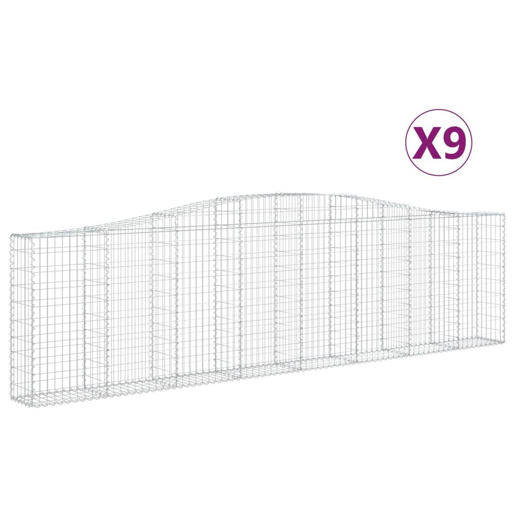Arched Gabion Baskets 9 pcs 400x30x100/120 cm Galvanised Iron