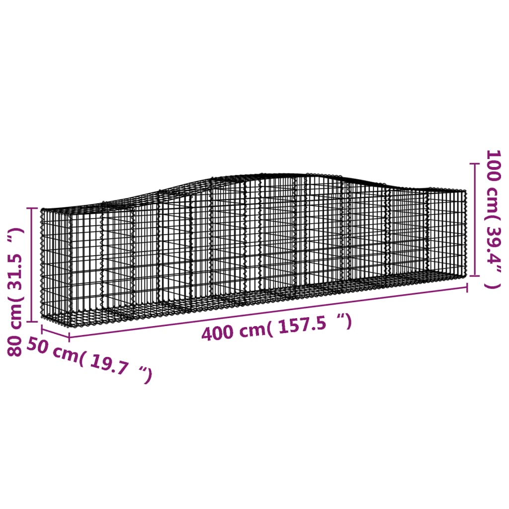 Arched Gabion Baskets 3 pcs  400x50x80/100 cm Galvanised Iron