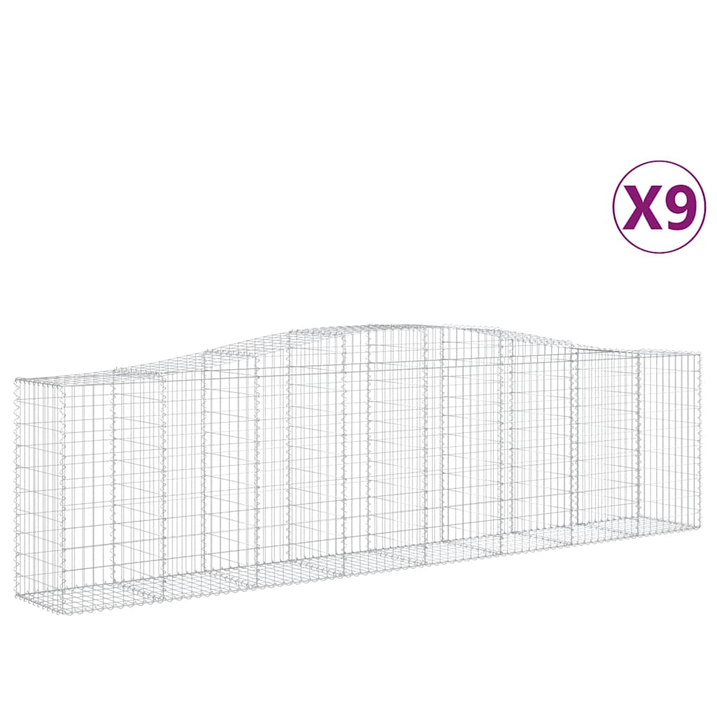 Arched Gabion Baskets 9 pcs 400x50x100/120 cm Galvanised Iron