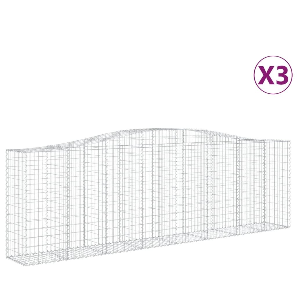 Arched Gabion Baskets 3 pcs  400x50x120/140 cm  Galvanised Iron
