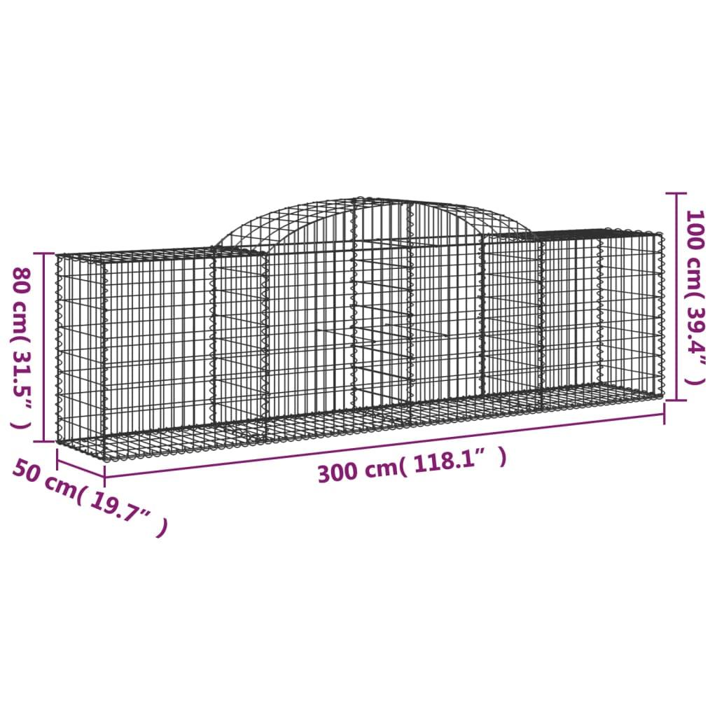 Arched Gabion Baskets 4 pcs 300x50x80/100 cm Galvanised Iron