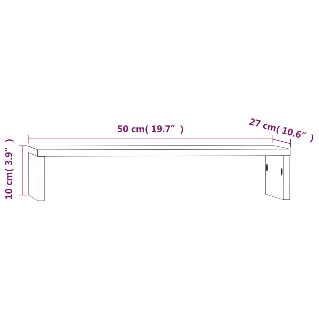 Monitor Stand White 50x27x10 cm Solid Wood Pine