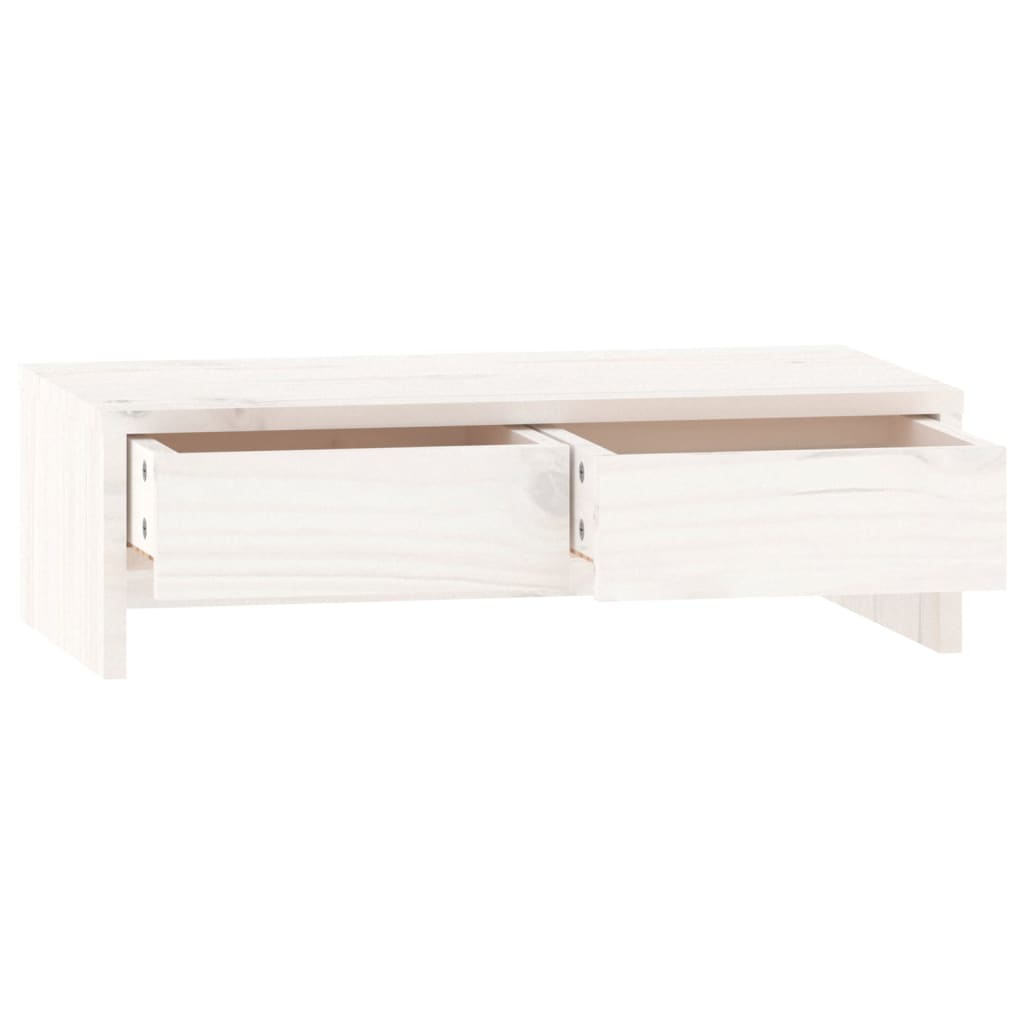 Monitor Stand White 50x27x15 cm Solid Wood Pine