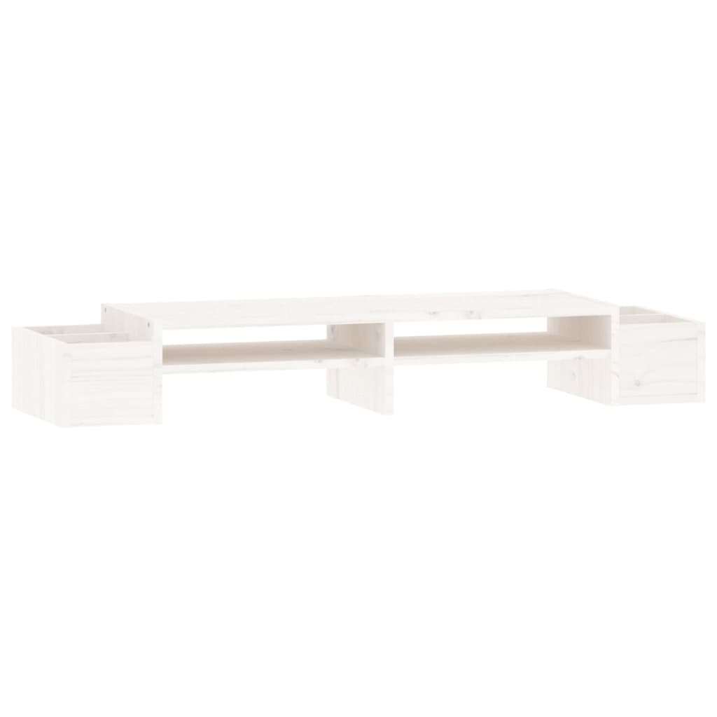 Monitor Stand White 100x27.5x15 cm Solid Wood Pine