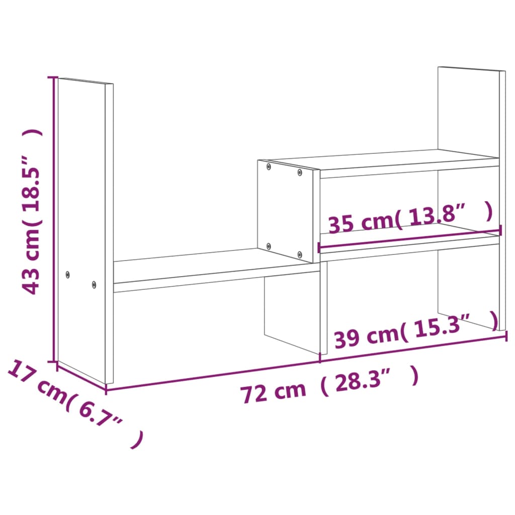 Monitor Stand (39-72)x17x43 cm Solid Wood Pine