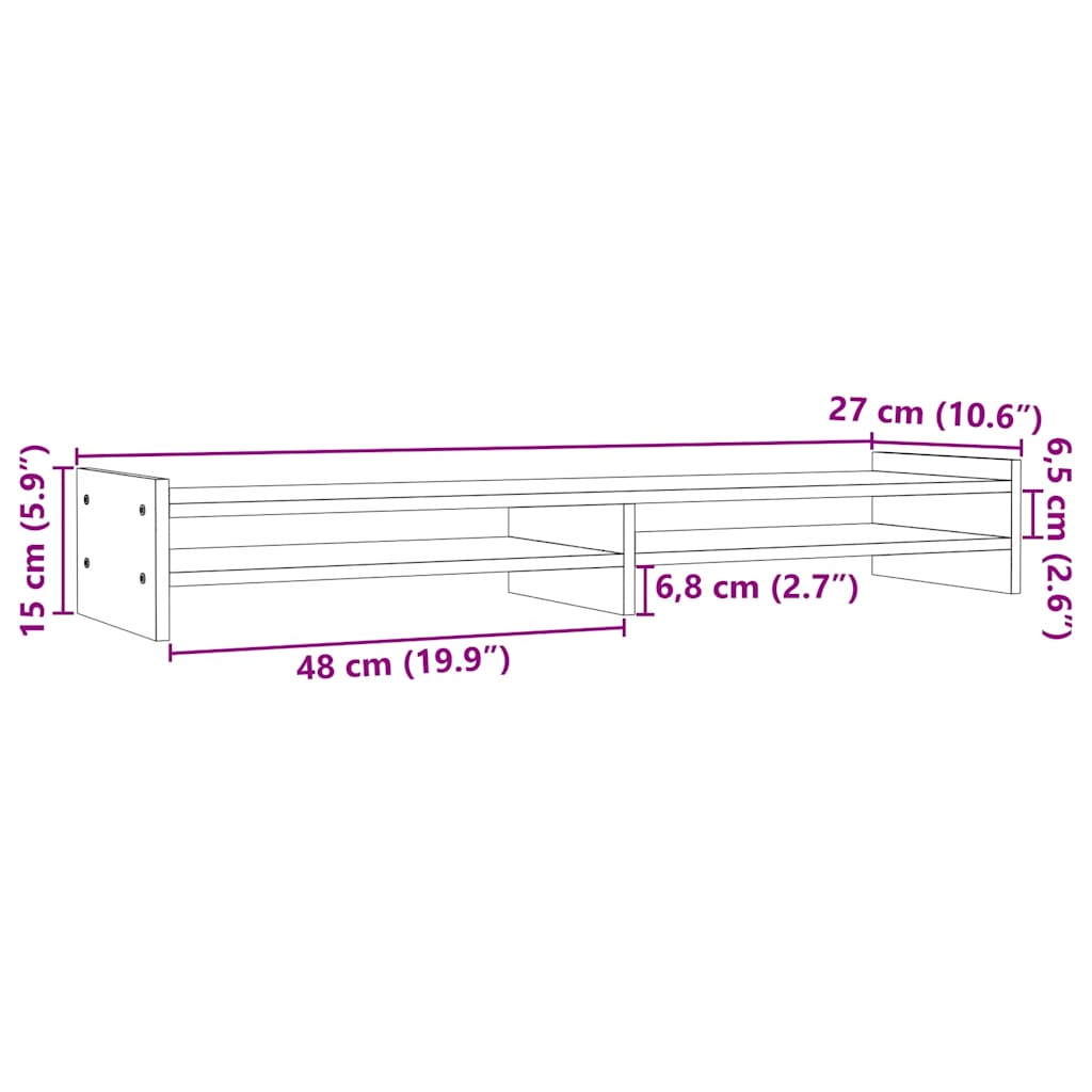 Monitor Stand White 100x27x15 cm Solid Wood Pine