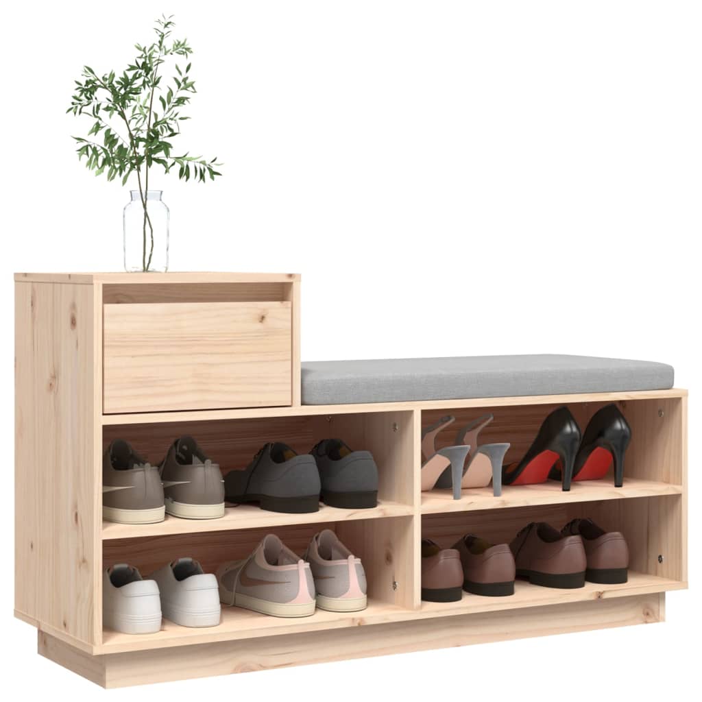 Shoe Cabinet 110x34x61 cm Solid Wood Pine