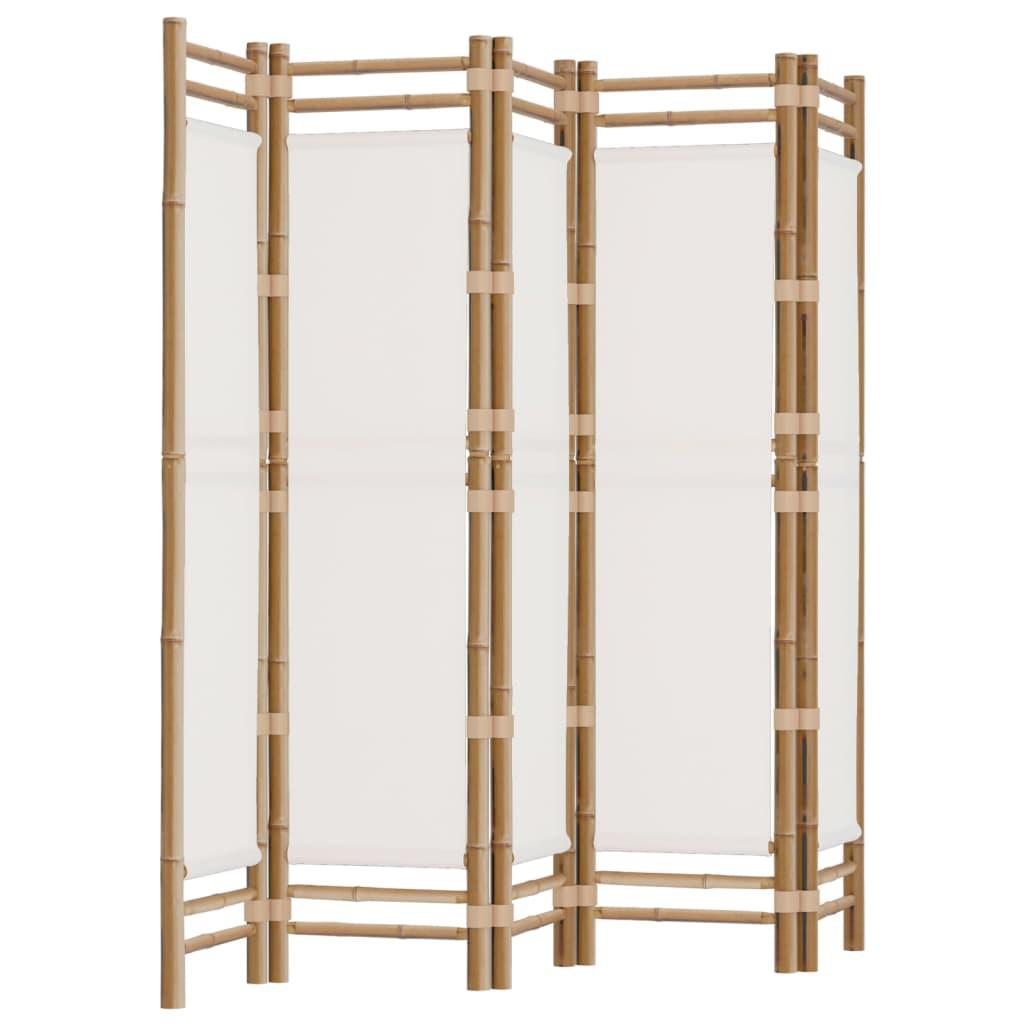 Folding 5-Panel Room Divider 200 cm Bamboo and Canvas