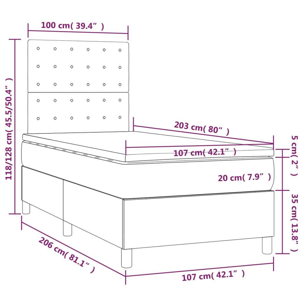 Box Spring Bed with Mattress Dark Grey 106x203 cm King Single Size Fabric