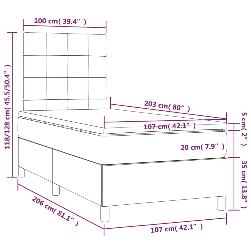 Box Spring Bed with Mattress Dark Grey 106x203 cm King Single Size Velvet