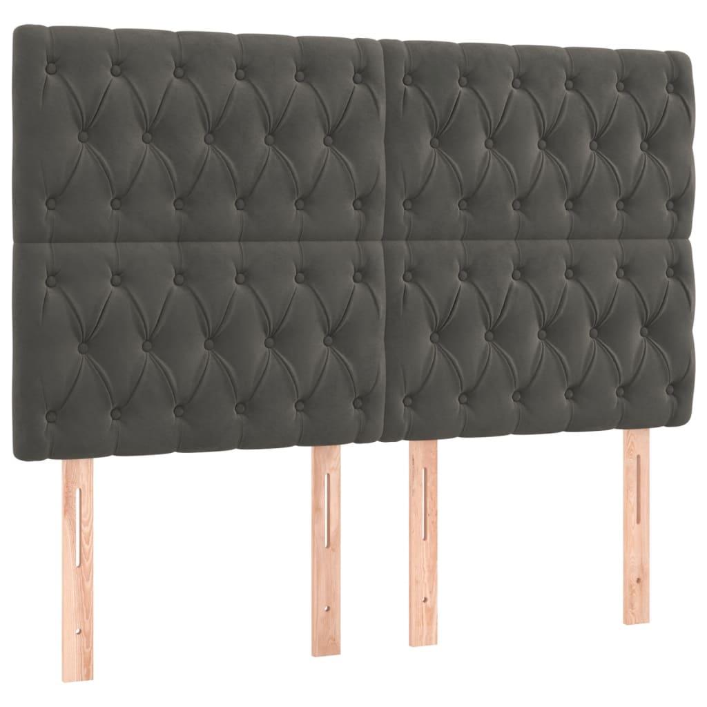 Box Spring Bed with Mattress Dark Grey 153x203 cm Queen Size Velvet