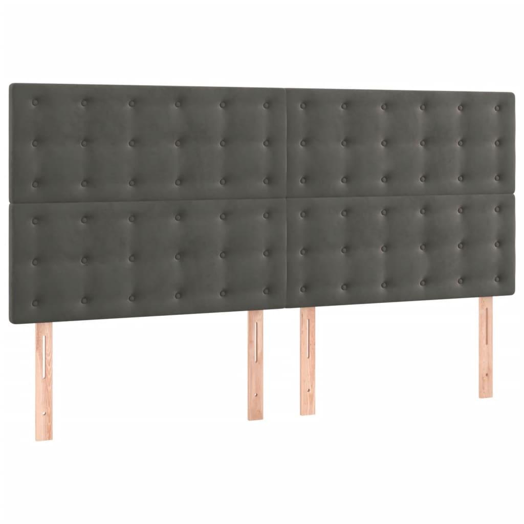 Box Spring Bed with Mattress Dark Grey 153x203 cm Queen Size Velvet
