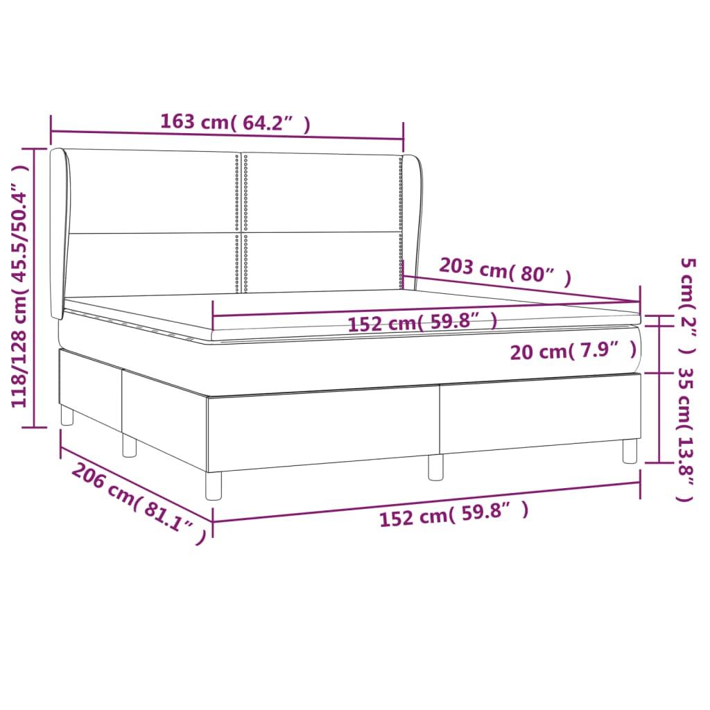 Box Spring Bed with Mattress Dark Grey 153x203 cm Queen Size Fabric