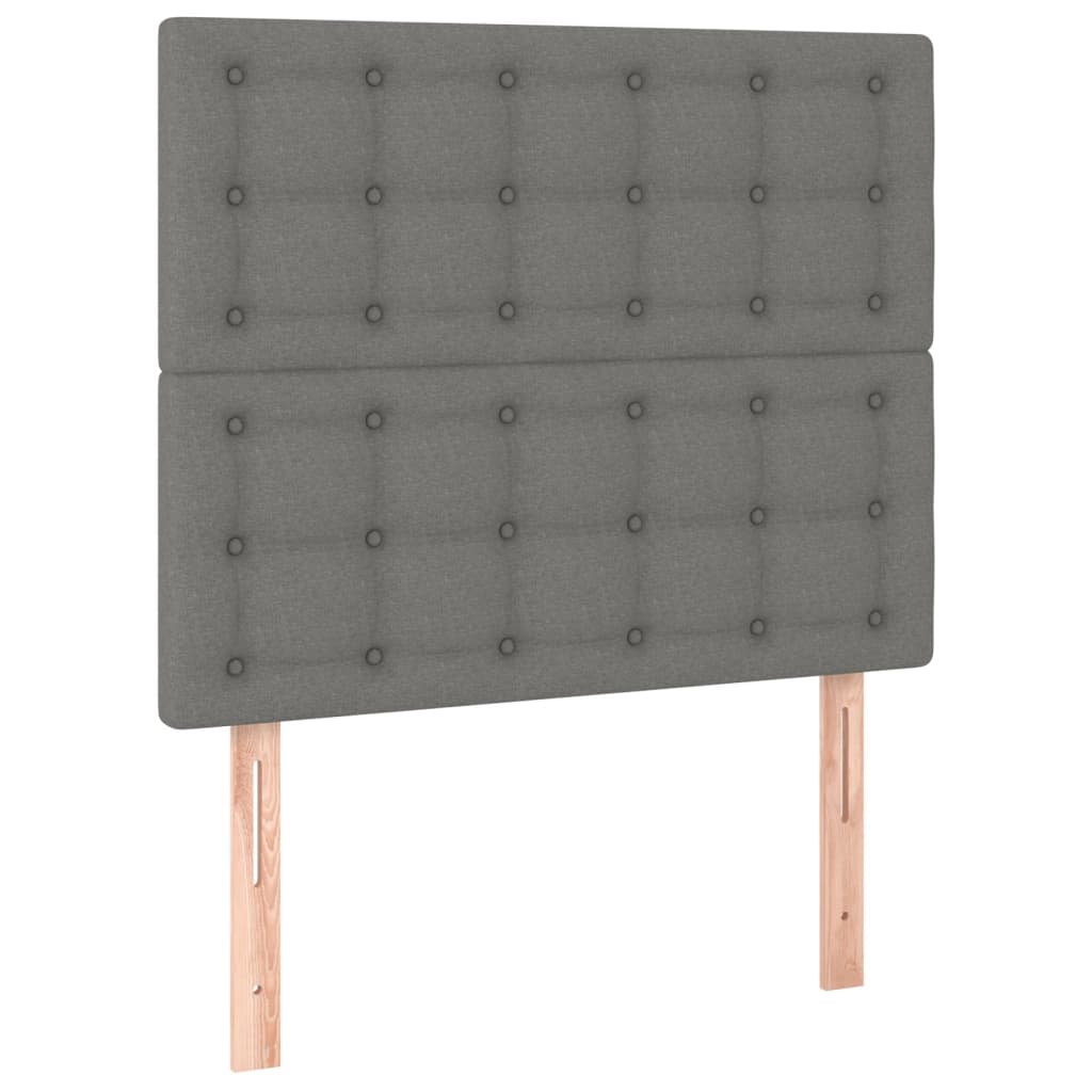 Box Spring Bed with Mattress&LED Dark Grey 106x203 cm King Single Size Fabric