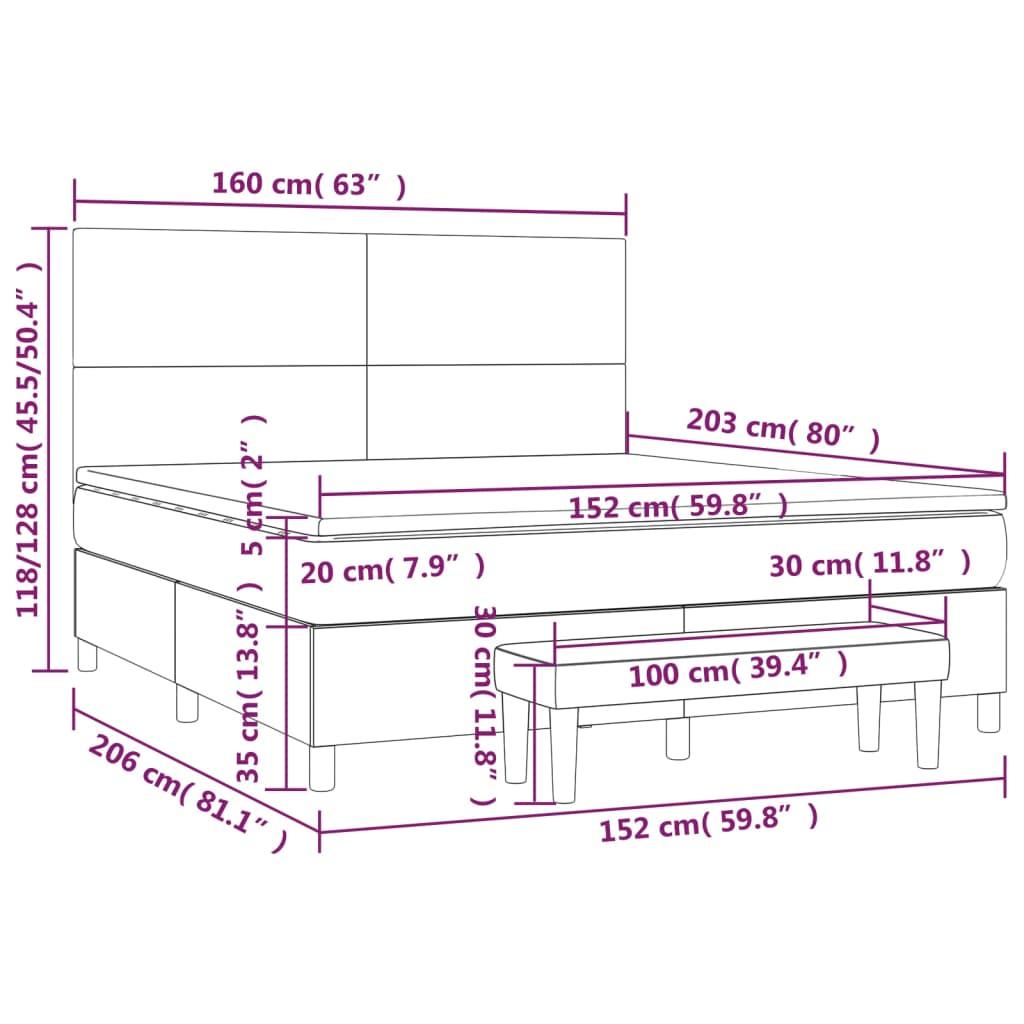 Box Spring Bed with Mattress Dark Grey 153x203 cm Queen Size Fabric