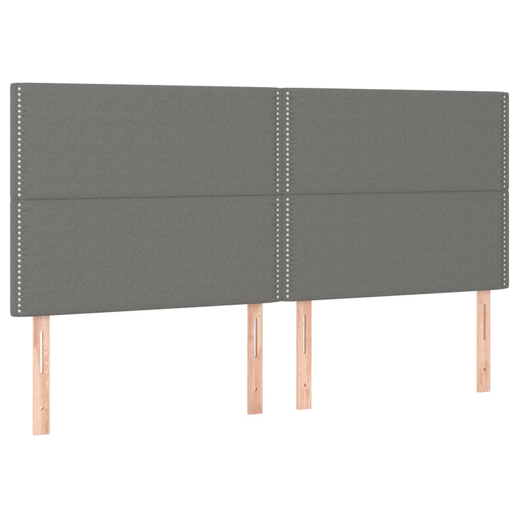 Box Spring Bed with Mattress Dark Grey 153x203 cm Queen Size Fabric