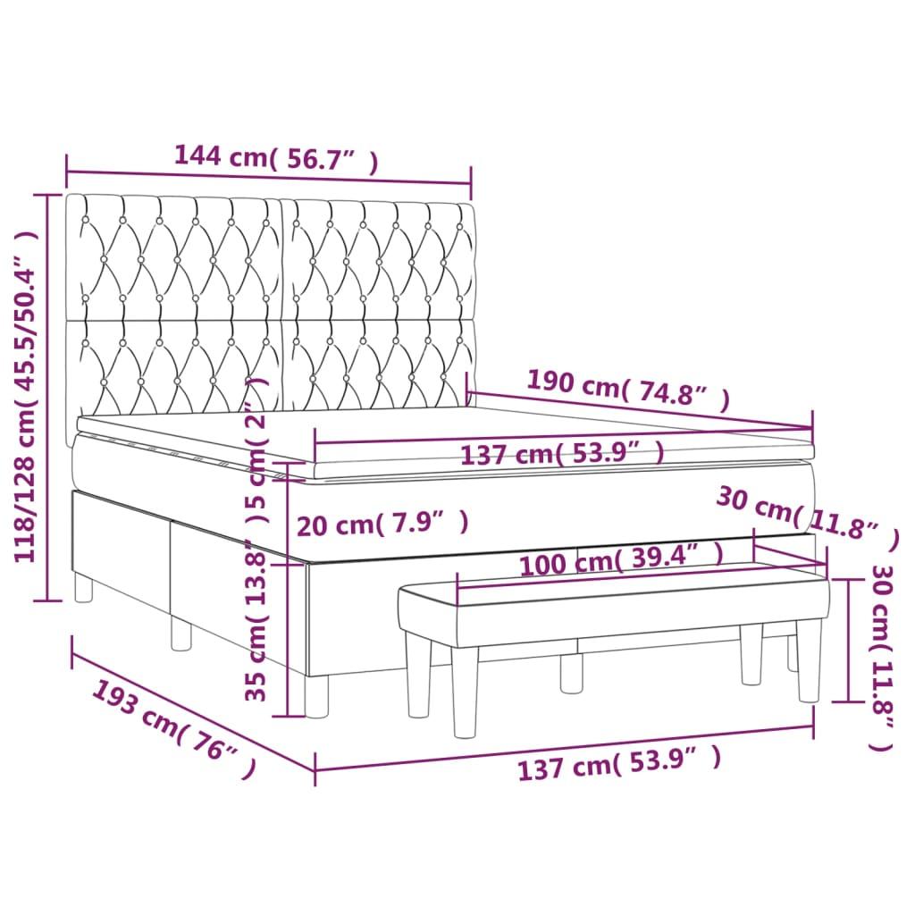 Box Spring Bed with Mattress Dark Grey 137x187 cm Double Size Fabric