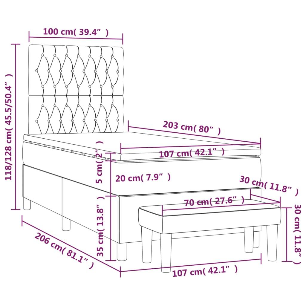 Box Spring Bed with Mattress Dark Grey 106x203 cm King Single Size Fabric