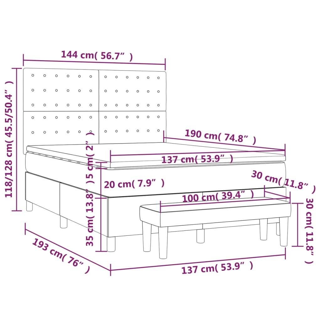 Box Spring Bed with Mattress Dark Grey 137x187 cm Double Size Fabric
