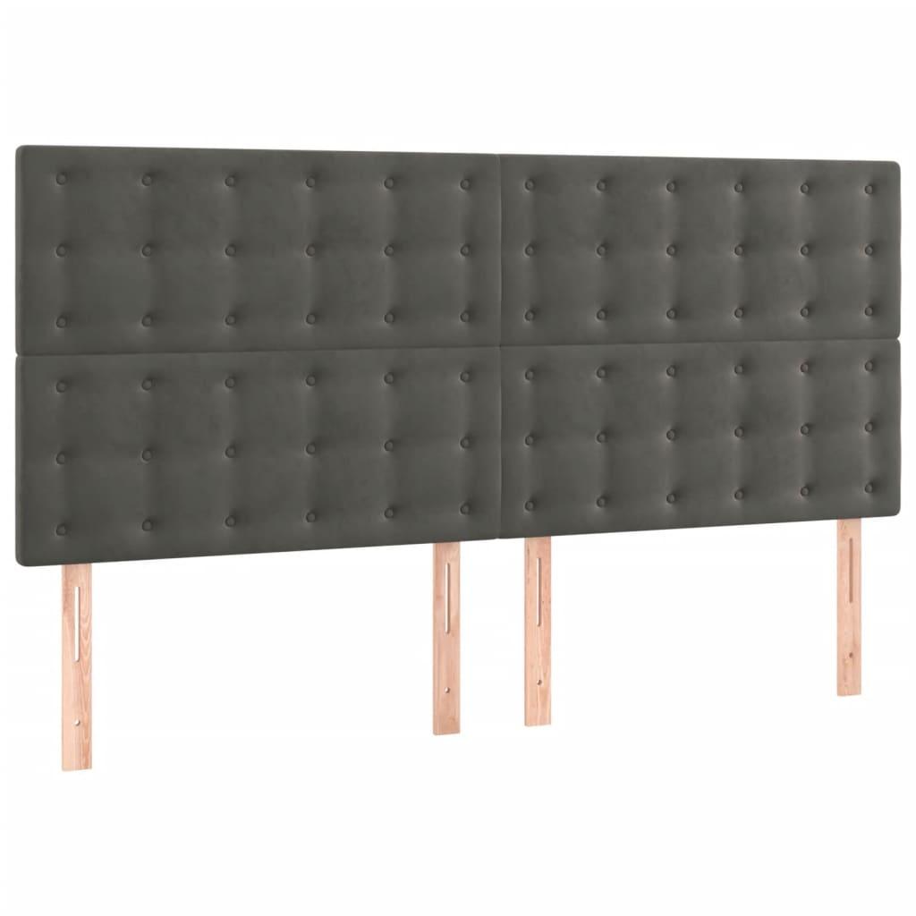 Box Spring Bed with Mattress Dark Grey 153x203 cm Queen Size Velvet