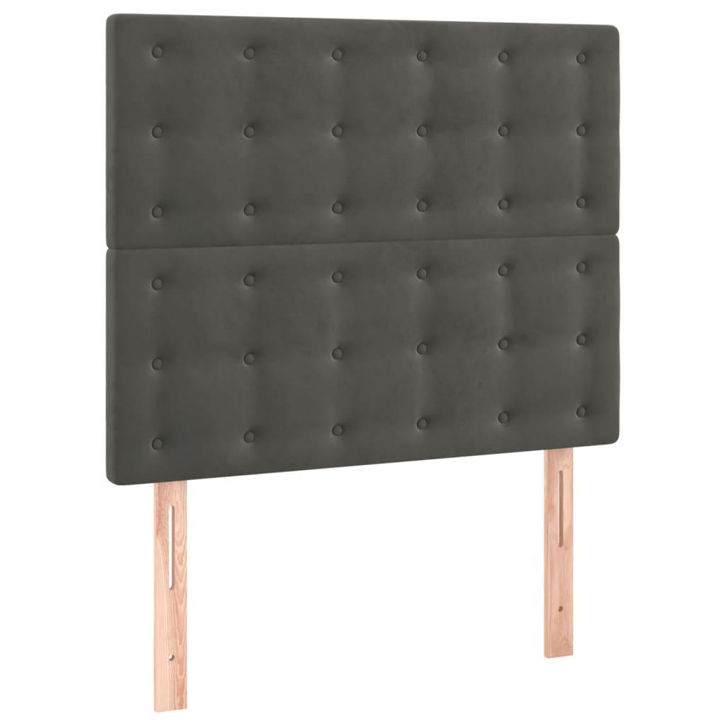 Box Spring Bed with Mattress Dark Grey 106x203 cm King Single Size Velvet