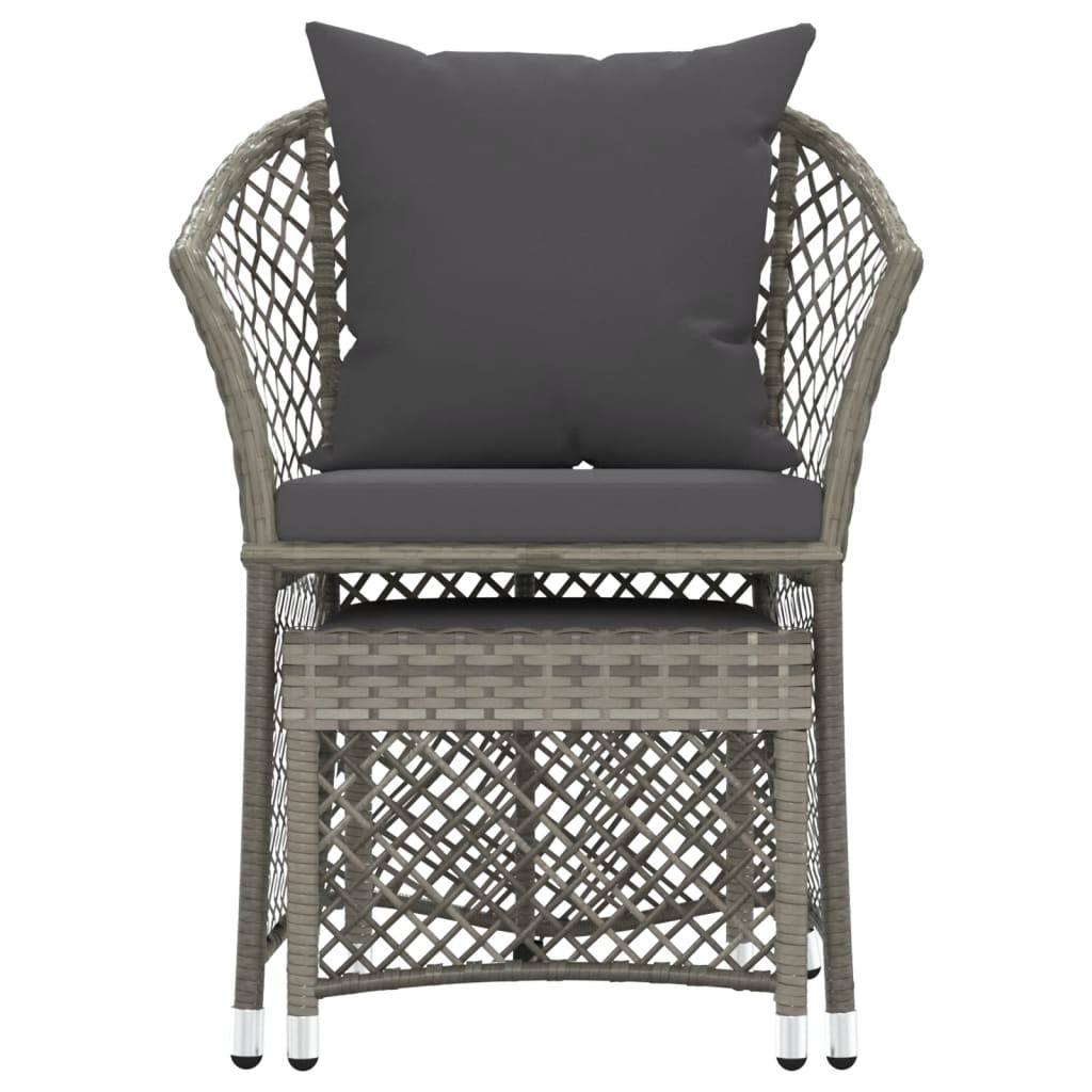 2 Piece Garden Lounge Set with Cushions Grey Poly Rattan