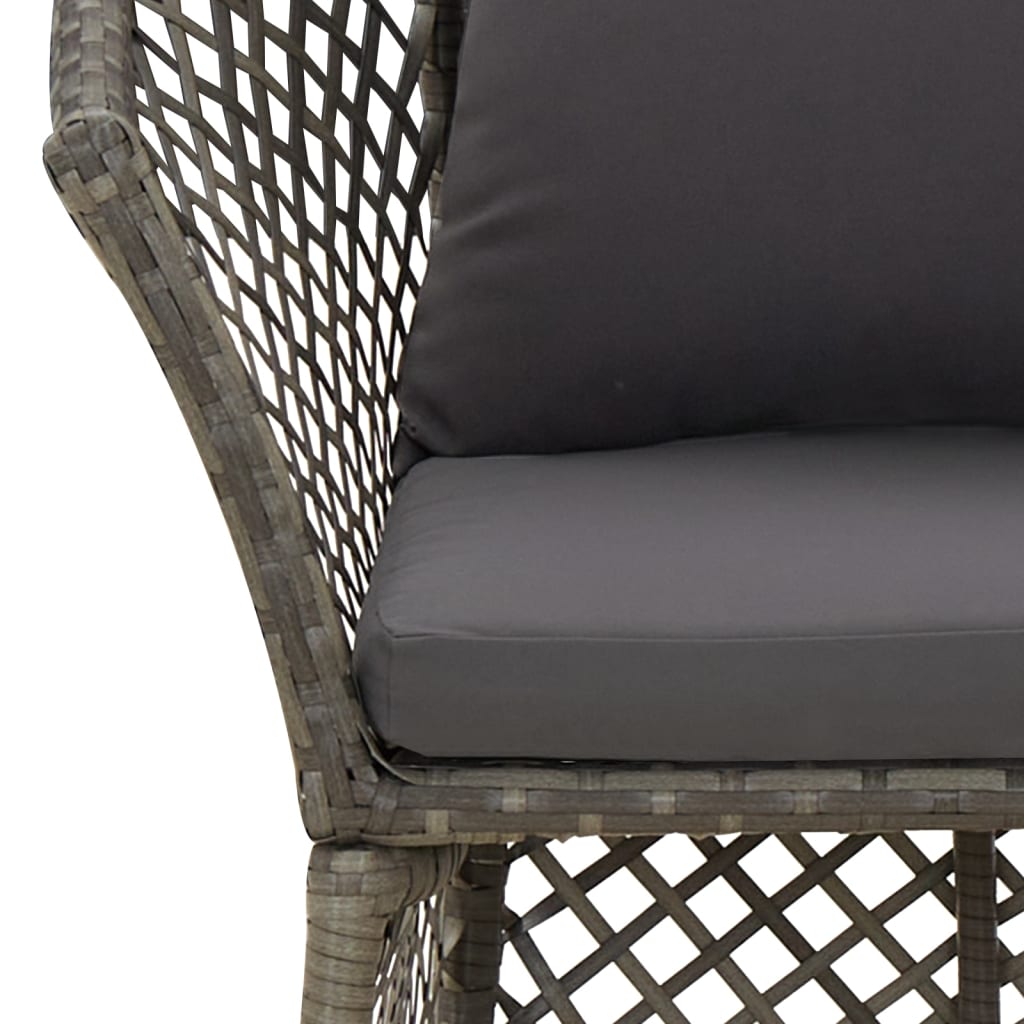 2 Piece Garden Lounge Set with Cushions Grey Poly Rattan