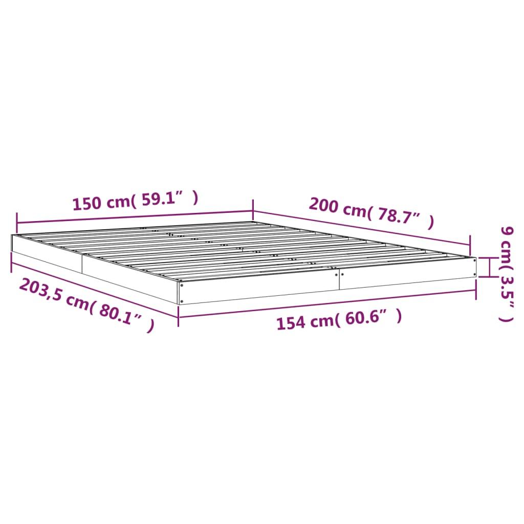Bed Frame without Mattress White 150x200 cm Solid Wood Pine