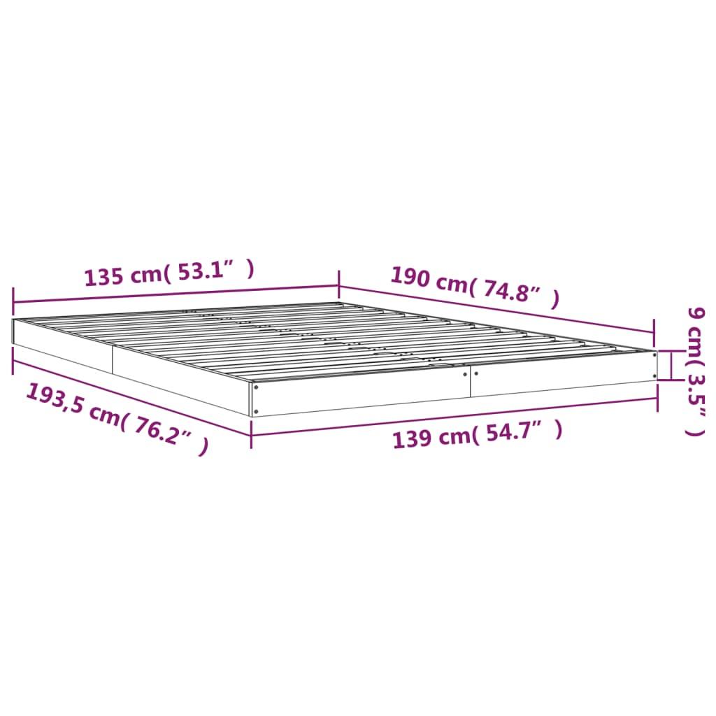 Bed Frame without Mattress 135x190 cm Solid Wood Pine