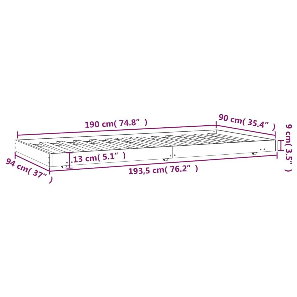 Bed Frame without Mattress 90x190 cm Solid Wood Pine