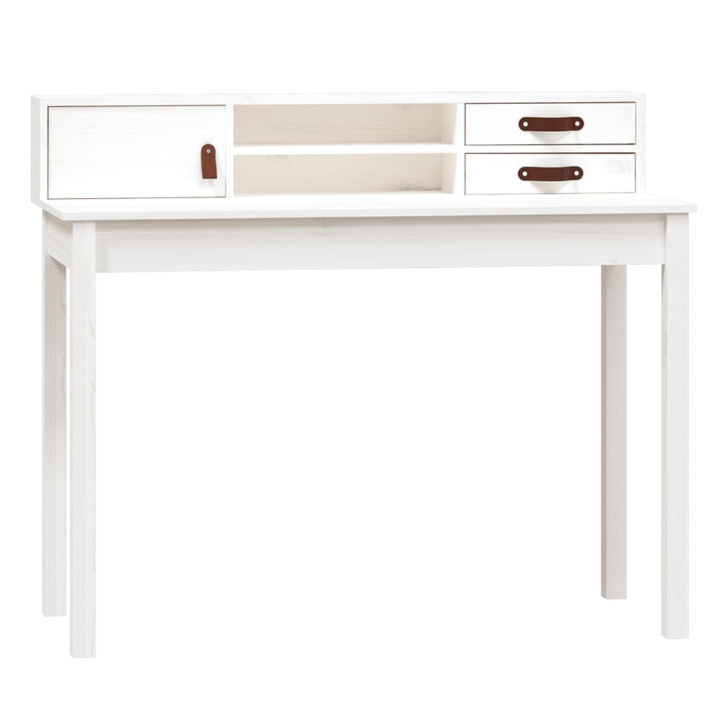 Desk White 110x50x93 cm Solid Wood Pine