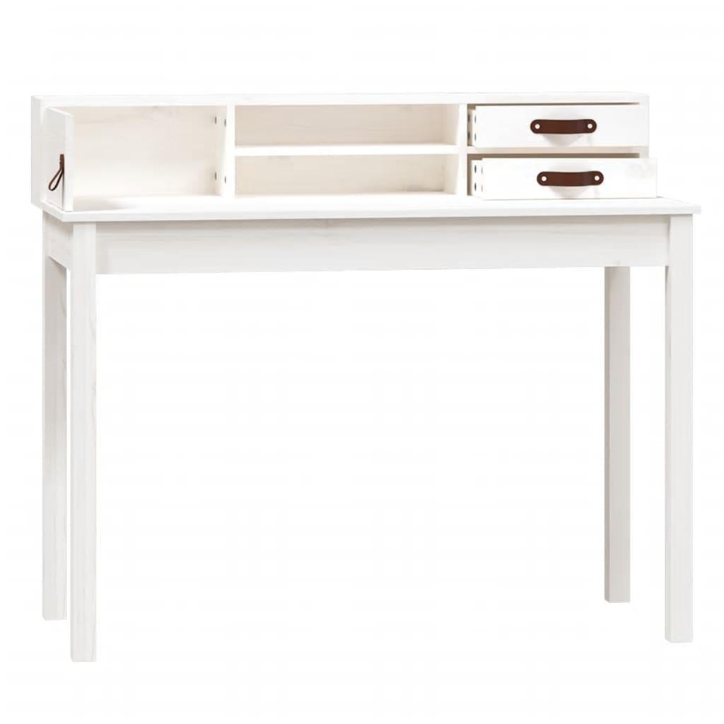 Desk White 110x50x93 cm Solid Wood Pine