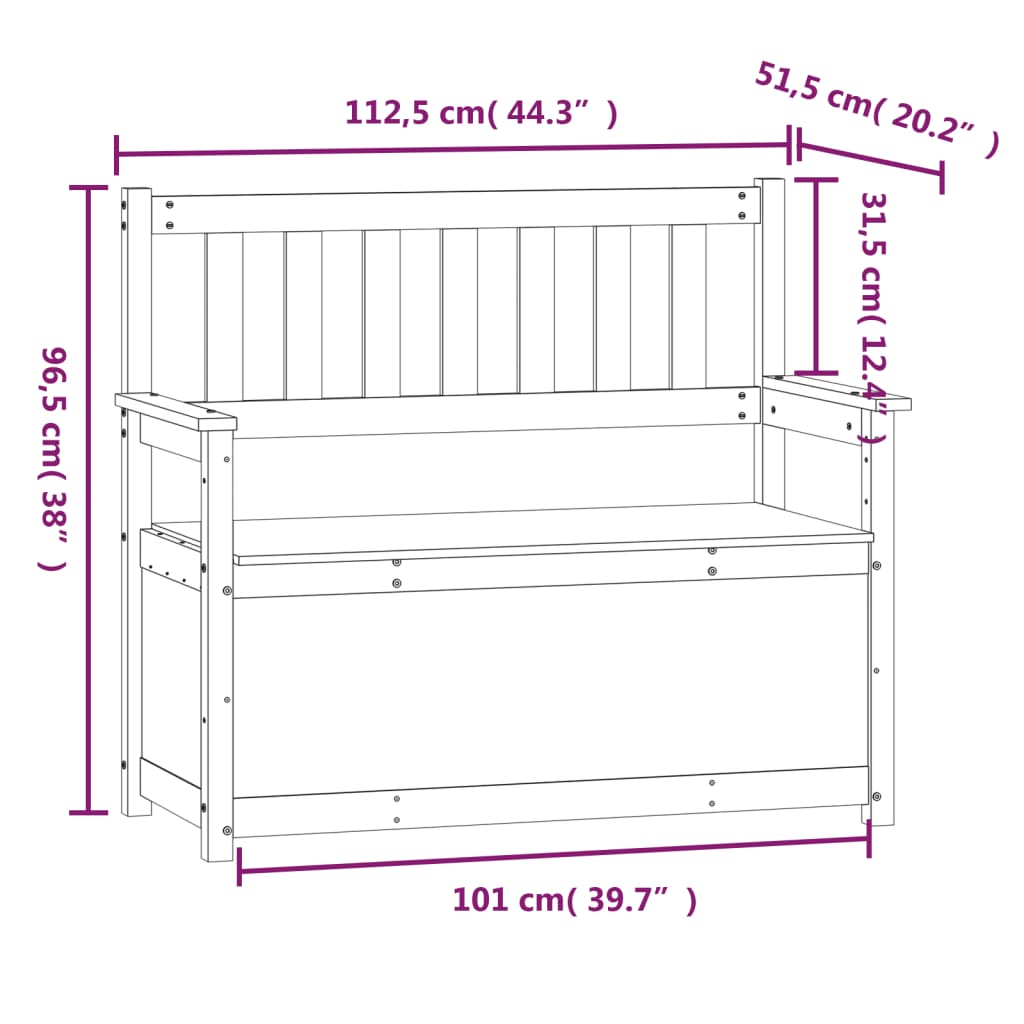 Bench 112.5x51.5x96.5 cm Solid Wood Pine