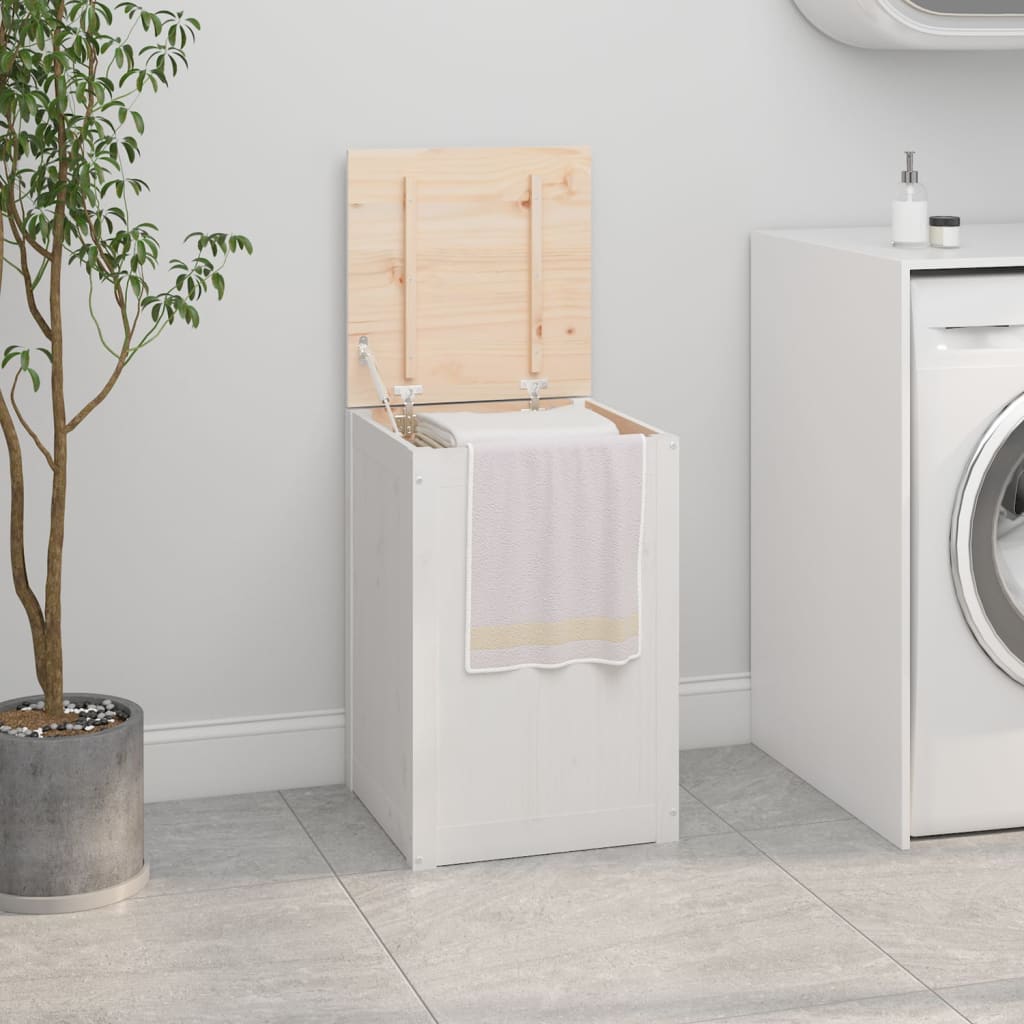 Laundry Box White 44x44x66 cm Solid Wood Pine