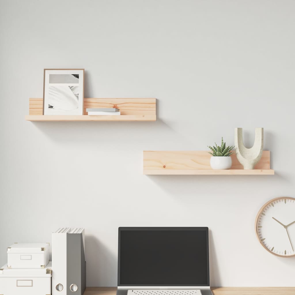 Wall Shelves 2 pcs 50x11x9 cm Solid Wood Pine