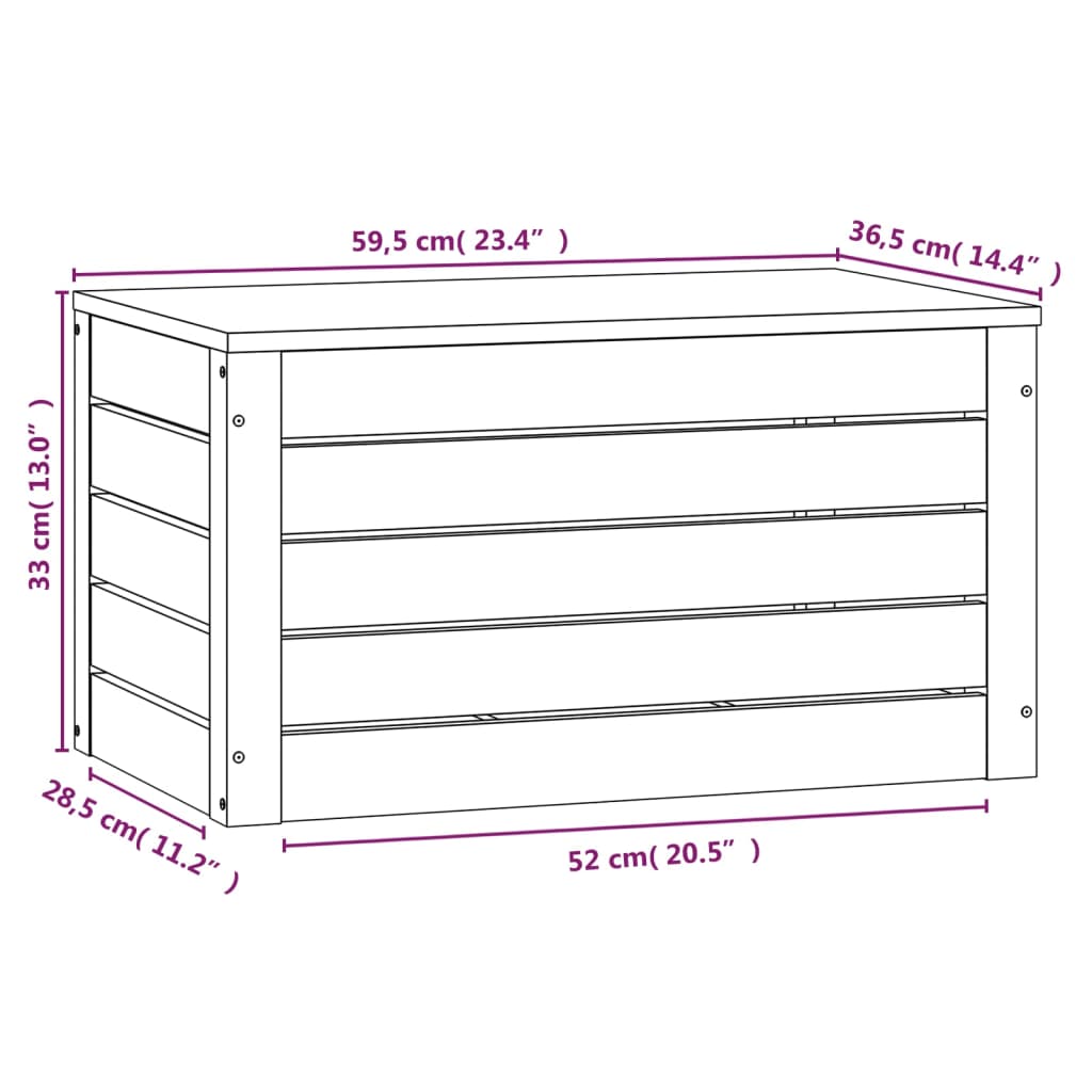 Storage Box 59.5x36.5x33 cm Solid Wood Pine