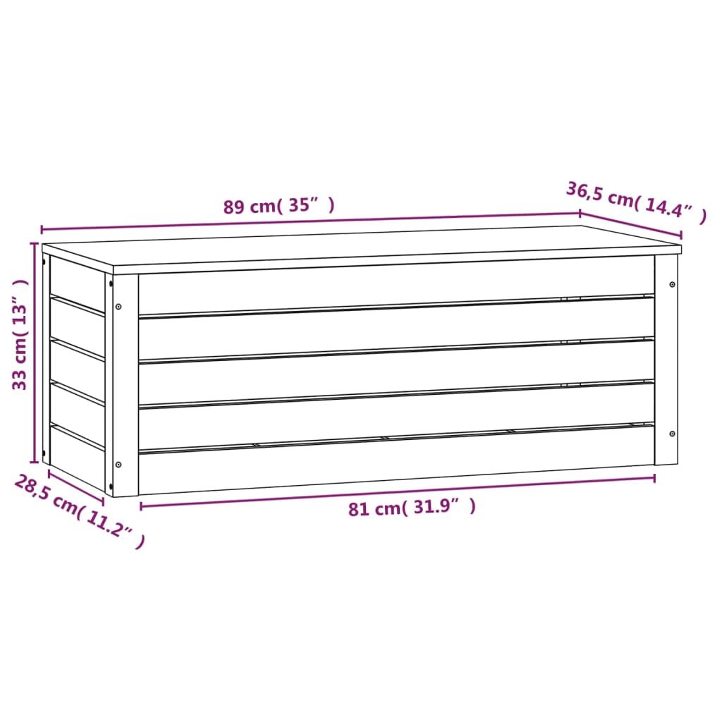 Storage Box 89x36.5x33 cm Solid Wood Pine