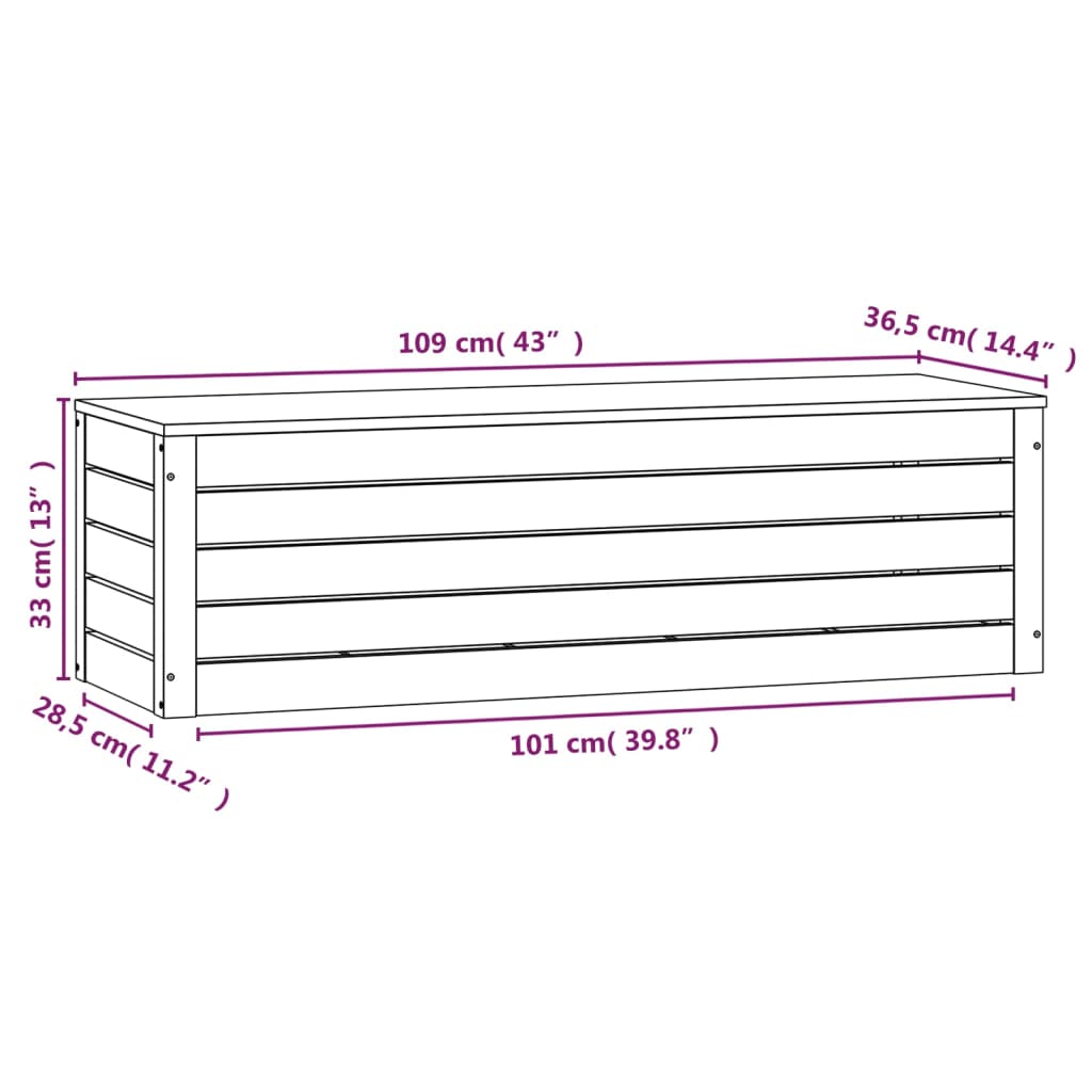 Storage Box 109x36.5x33 cm Solid Wood Pine